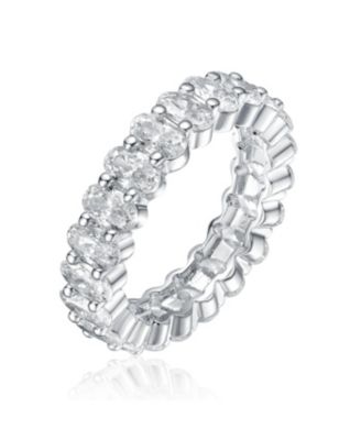 Radiant White Gold Plated Oval Cubic Zirconia Band Ring