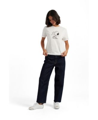 Chinti and Parker Women's Cotton Snoopy Embroidered T-Shirt
