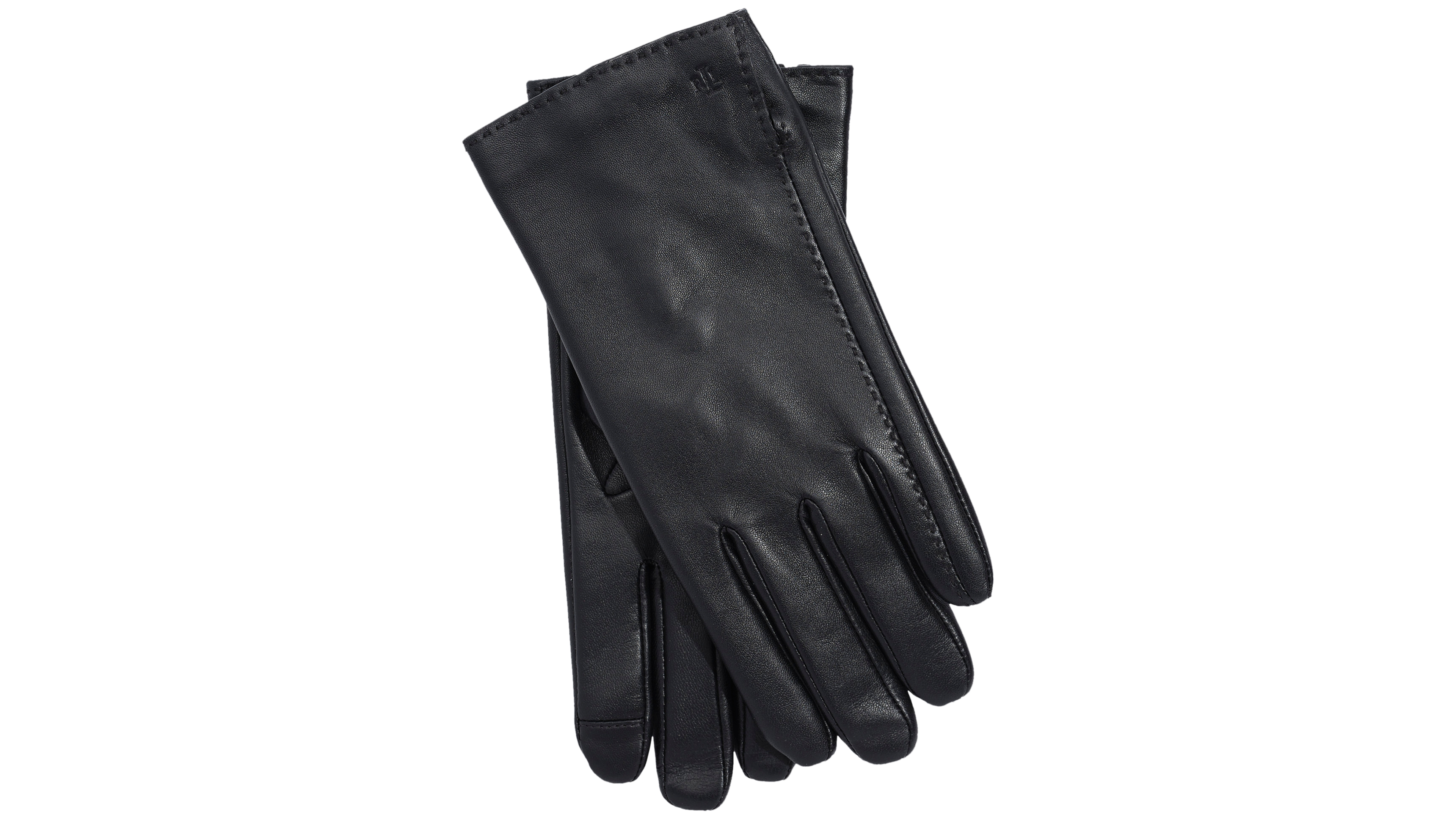 Lauren Ralph Women's Side Vent Leather Touch Gloves