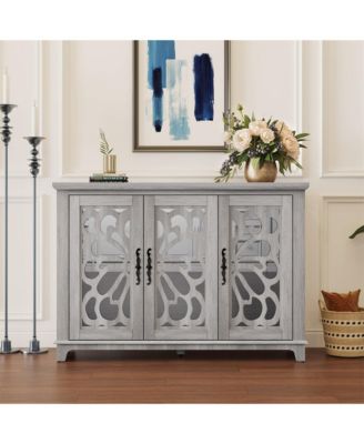 Buffet Cabinet with 3 Mirrored Doors, 49.33'' Wide Storage Cabinet with Adjustable Shelves