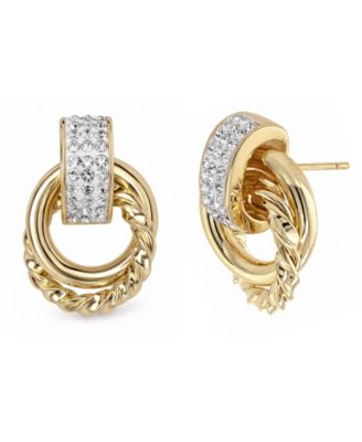 Crystal Gold-Tone Plated Drop Post Earrings