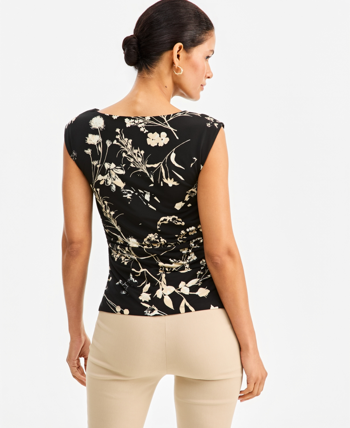 I.n.c. International Concepts Women's Floral-Print Boat-Neck Blouse, Macy's Exclusive