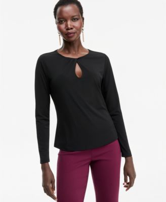Women's Long-Sleeve Keyhole Twist Top