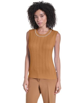 Petite Sleeveless Crewneck Sweater