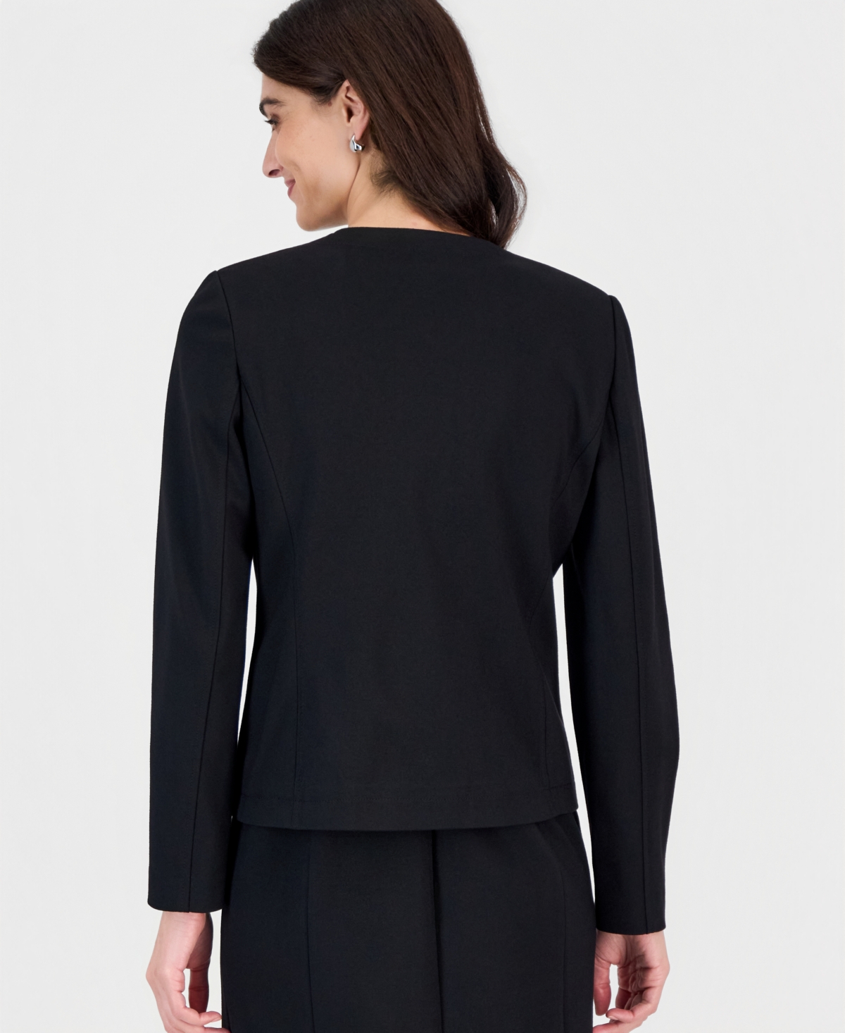 Kasper Petite Double-Breasted Collarless Blazer