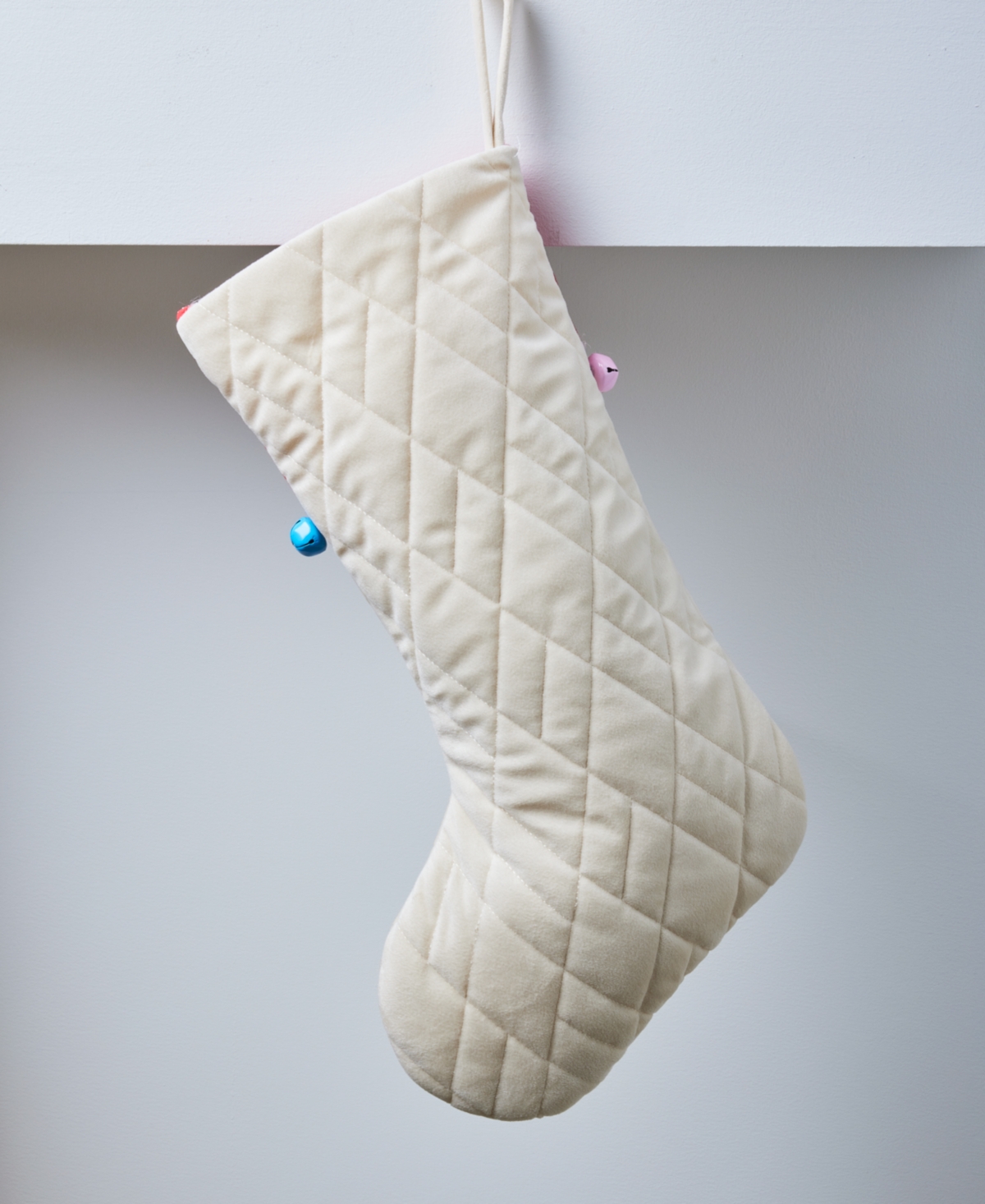 Holiday Lane Whimsy Multi-Bell Colorblocked Christmas Stocking, Macy's Exclusive