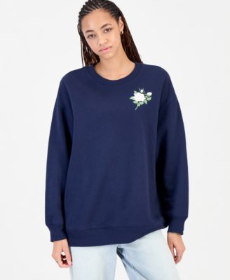 Juniors' Long-Sleeve Rose Graphic Fleece Hoodie
