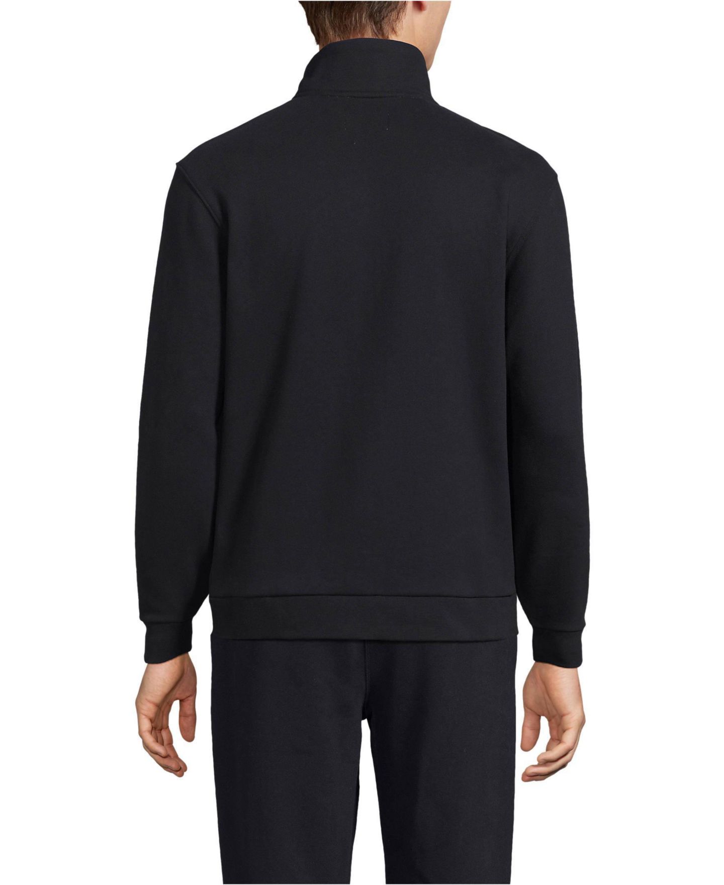 Мужской свитшот Lands' End Long Sleeve Serious Sweats Quarter Zip, цвет: Чёрный — фото 2