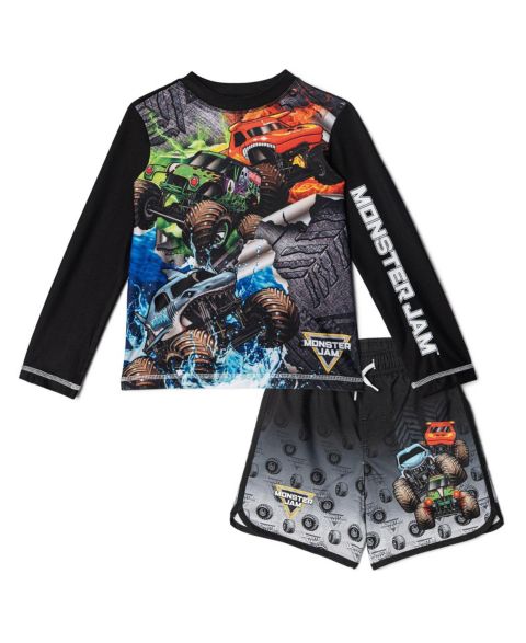 Купальники Monster Jam Boys 2-Piece Swimwear Rash Guard and Swim Trunks Set