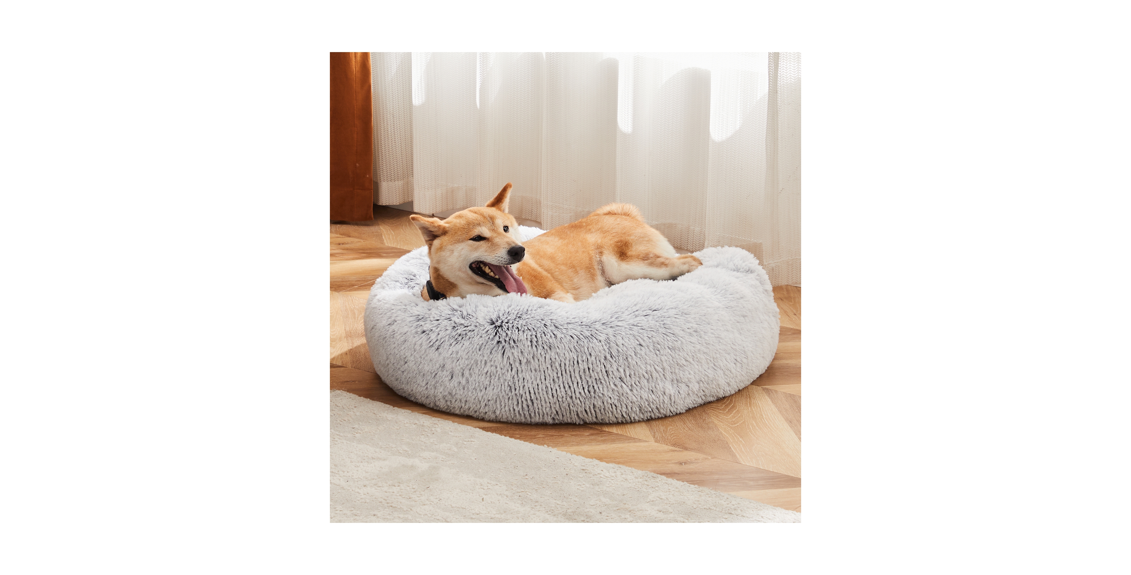Zeny Anti-Slip Round Fluffy Plush Faux Fur Cat Bed