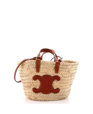 Teen Classic Panier Basket Tote Raffia and Leather