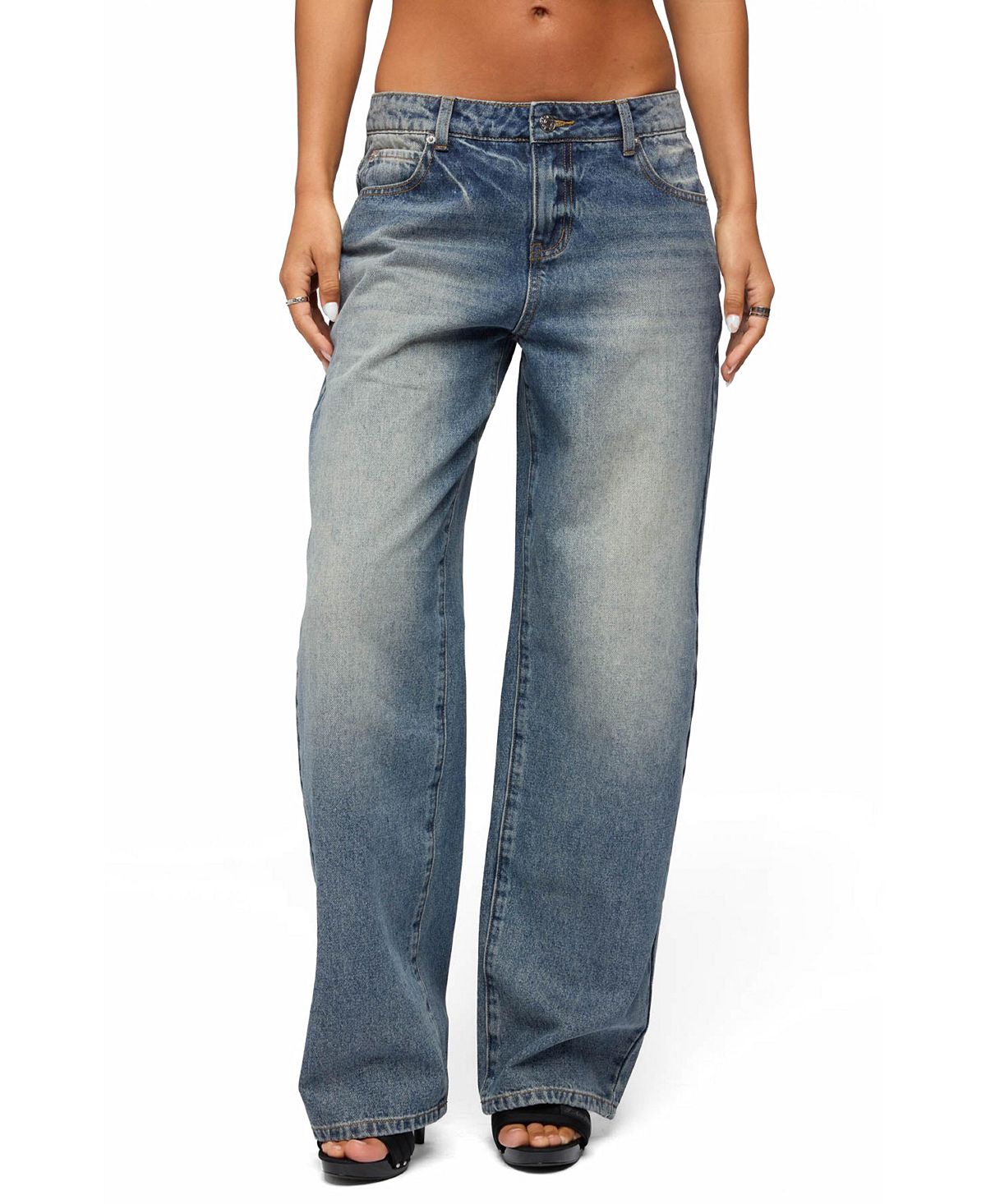 Edikted Women's Heidie Low Rise Baggy Jeans view 1 — MAYCSS fashion products
