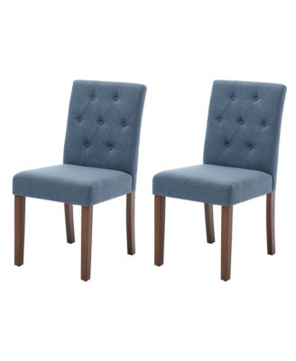 Upholstered Parsons Dining Chairs Set of 2, Linen Fabric, Sturdy Wood Legs, Modern Kitchen Side Chairs