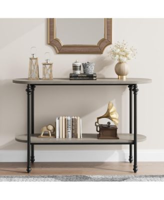 43.3" Console Table with 2-Tier Storage, Metal Frame, for Entryway or Hallway
