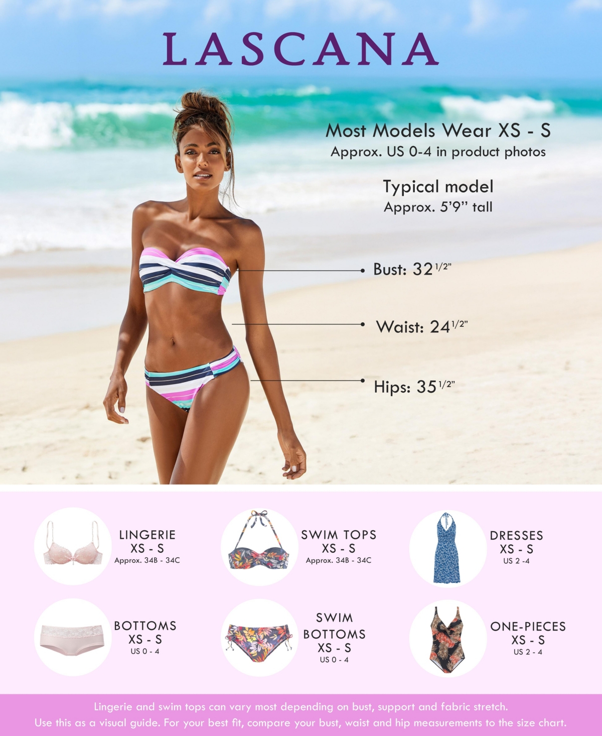 Lascana Women's Tropical Side Tie Bikini Swimsuit Bottom