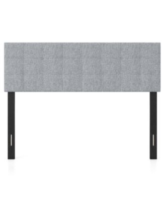 Queen Size Upholstered Headboard with Quilted Grid Linen Fabric