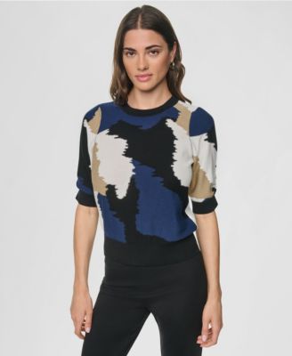 Women's Printed Puff-Sleeve Sweater 