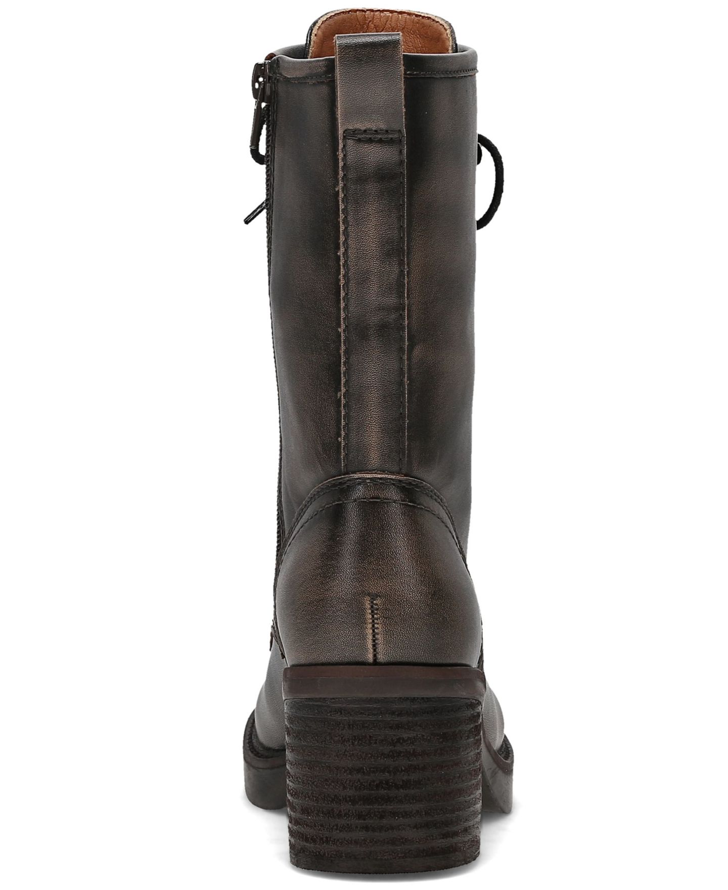Женские ботинки Frye and Co. Fynn Block Heel Lace Up Combat Booties, цвет: Чёрный молочный — фото 3