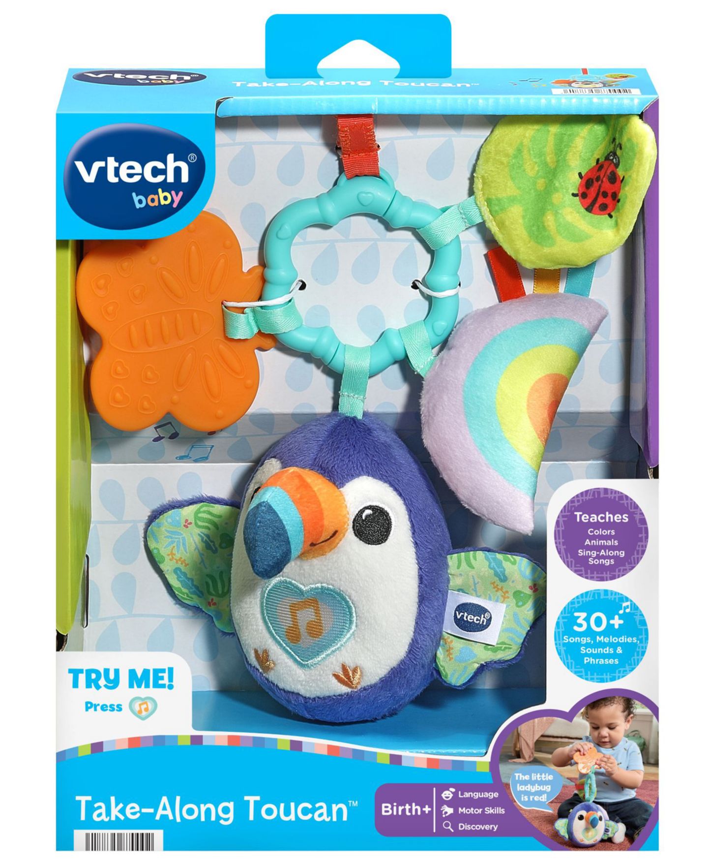 Детская мягкая игрушка VTech Infant Take-Along Toucan Light-Up Teether Hanging Plush Toy — фото 3