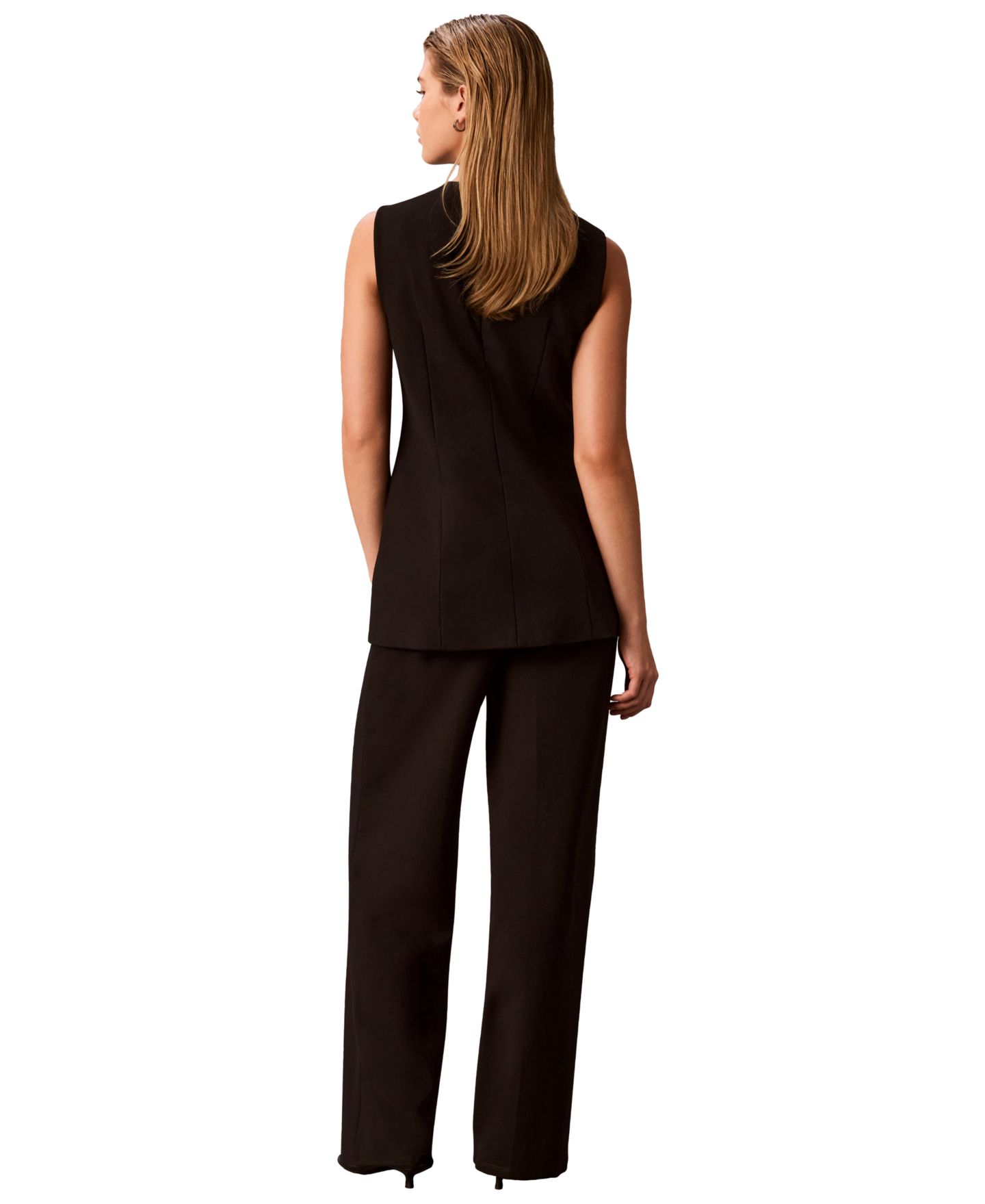 Женские брюки Calvin Klein High-Waist Straight-Leg Pull-On, цвет: Чёрный — фото 5