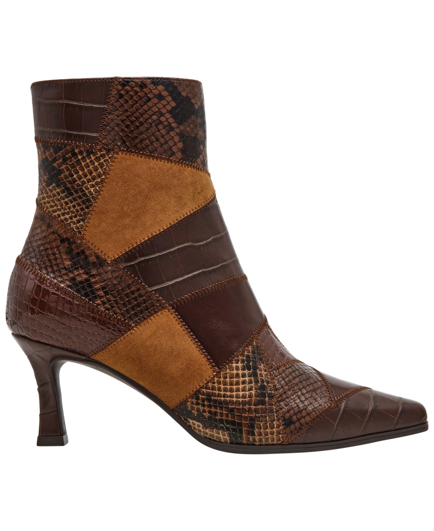 Женские ботинки Anne Klein Cosia Patchwork Pointed Toe Heeled Dress Booties, цвет: Коричневый — фото 2