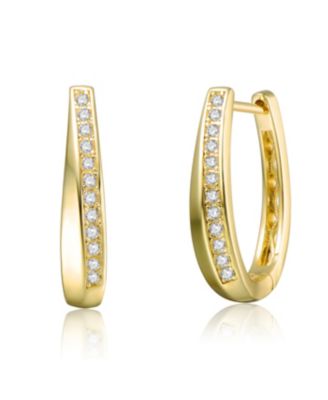 Dainty 14K Gold Plated CZ Tapered Huggie Hoop Earrings