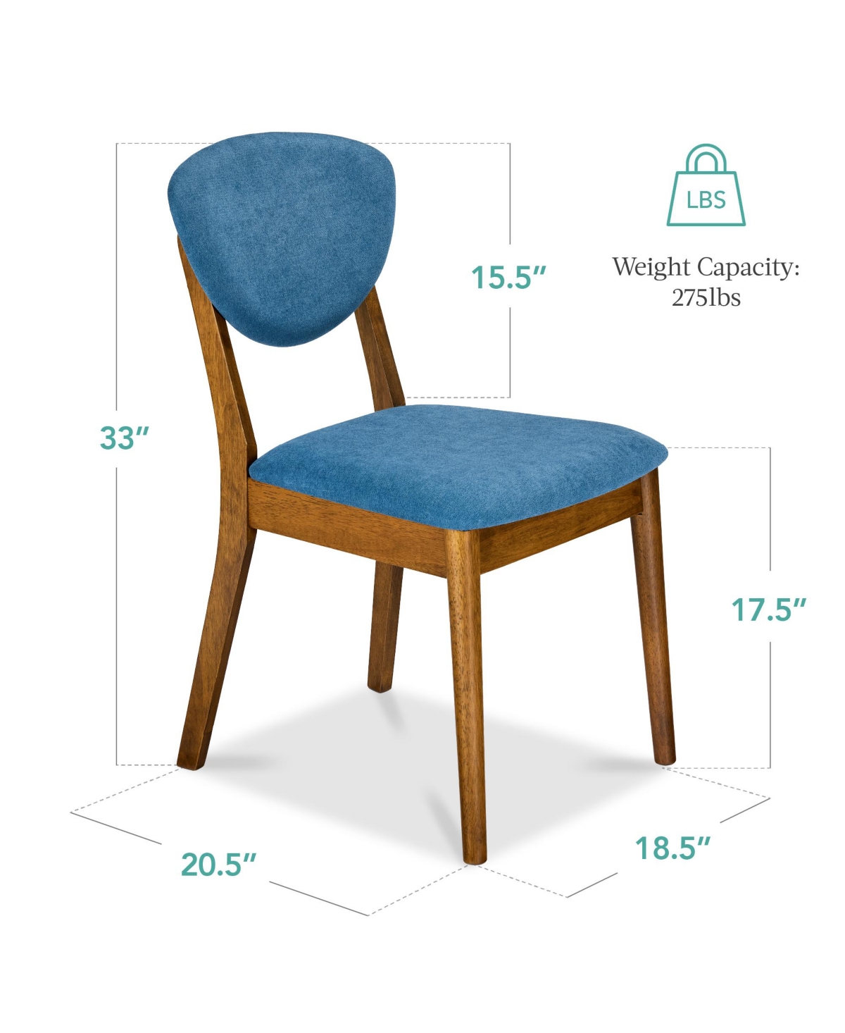 Best Choice Products Set of 4 Wooden Dining Chairs, Wood Modern Farmhouse Upholstered Chairs