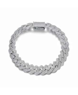 Dazzling Men's White Gold Plated Chic CZ Pave Chain Bracelet