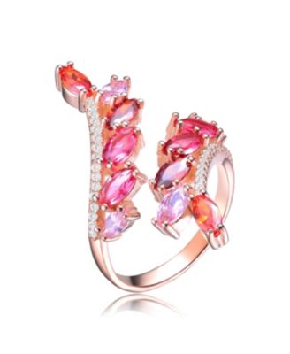 Chic 18K Rose Gold Plated Multi-Color CZ Swirl Statement Ring