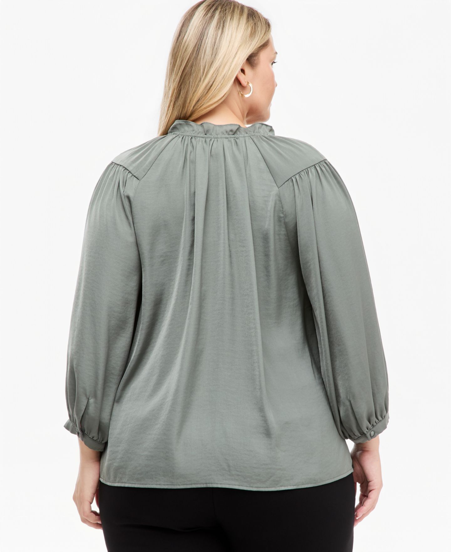 Женская блузка Vince Camuto Plus Size Raglan-Sleeve Peasant Blouse, цвет: Изумрудный — фото 3