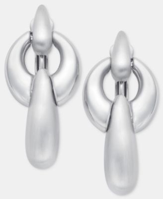 Puffy Linked Clip-On Linear Drop Earrings 