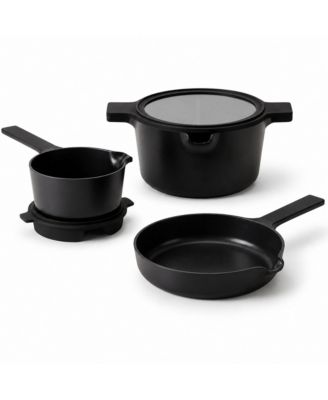 Neat 5-Piece Aluminum Ceramic Nonstick Nesting Cookware Set - Induction Compatible, Oven-Safe 400degree(s)F