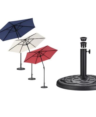 3 Pcs 7.5Ft Portable Patio Table Umbrella w/ Base for Deck Shade for 250th National Anniversary Celebration Decor Ornament Red White and Blue