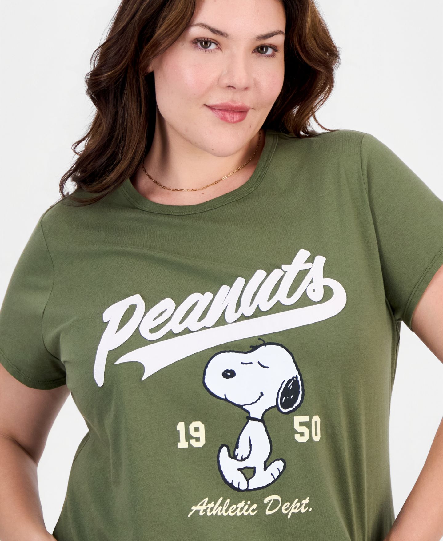 Женская футболка Love Tribe Plus Size Snoopy Graphic Appliqué, цвет: Чайный — фото 3