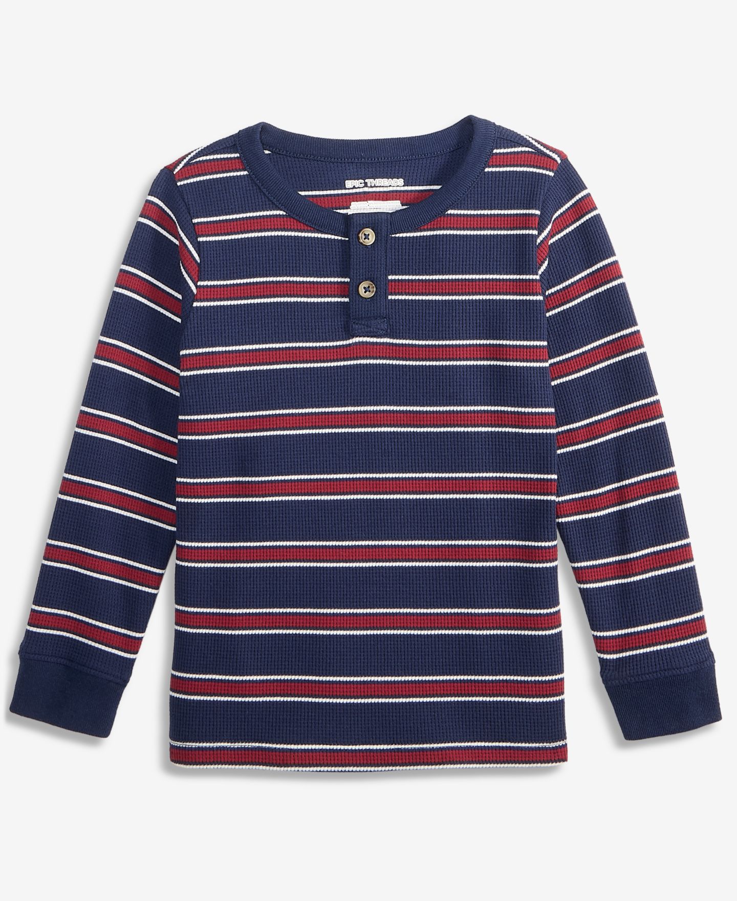 Рубашка Epic Threads Striped Henley Thermal Shirt для мальчиков-малышей, цвет: Тёмно-синий — фото 1