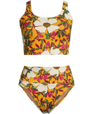 Plus Size Tugless Midkini Top and High Waisted Bottom Swimsuit Set