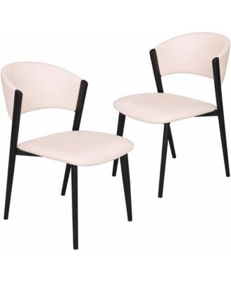Aspen Modern Dining Chairs Set of 2 Leather Kitchen Side Chair - Open Back and Curved Design, Iron Legs, Accent Seating for Dining Room