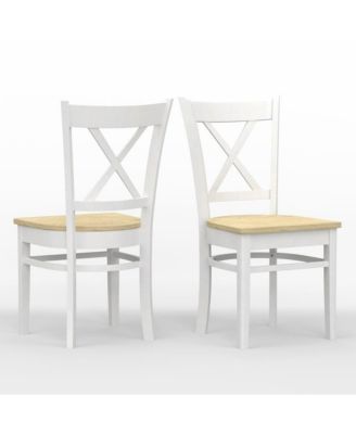 Cross Back Solid Wood Dining Chairs, Set of 2