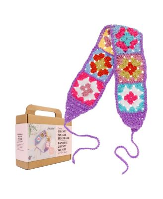 Granny Square Headband Floral Crochet DIY Kit for Beginners