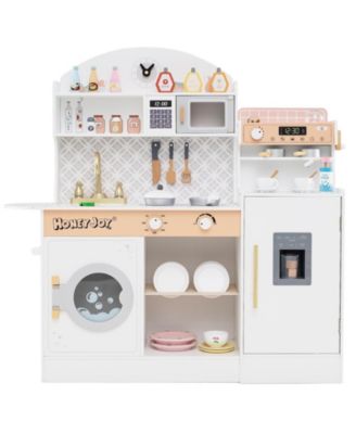 Kids Kitchen Set Wooden With Coffee Makers And Accessories