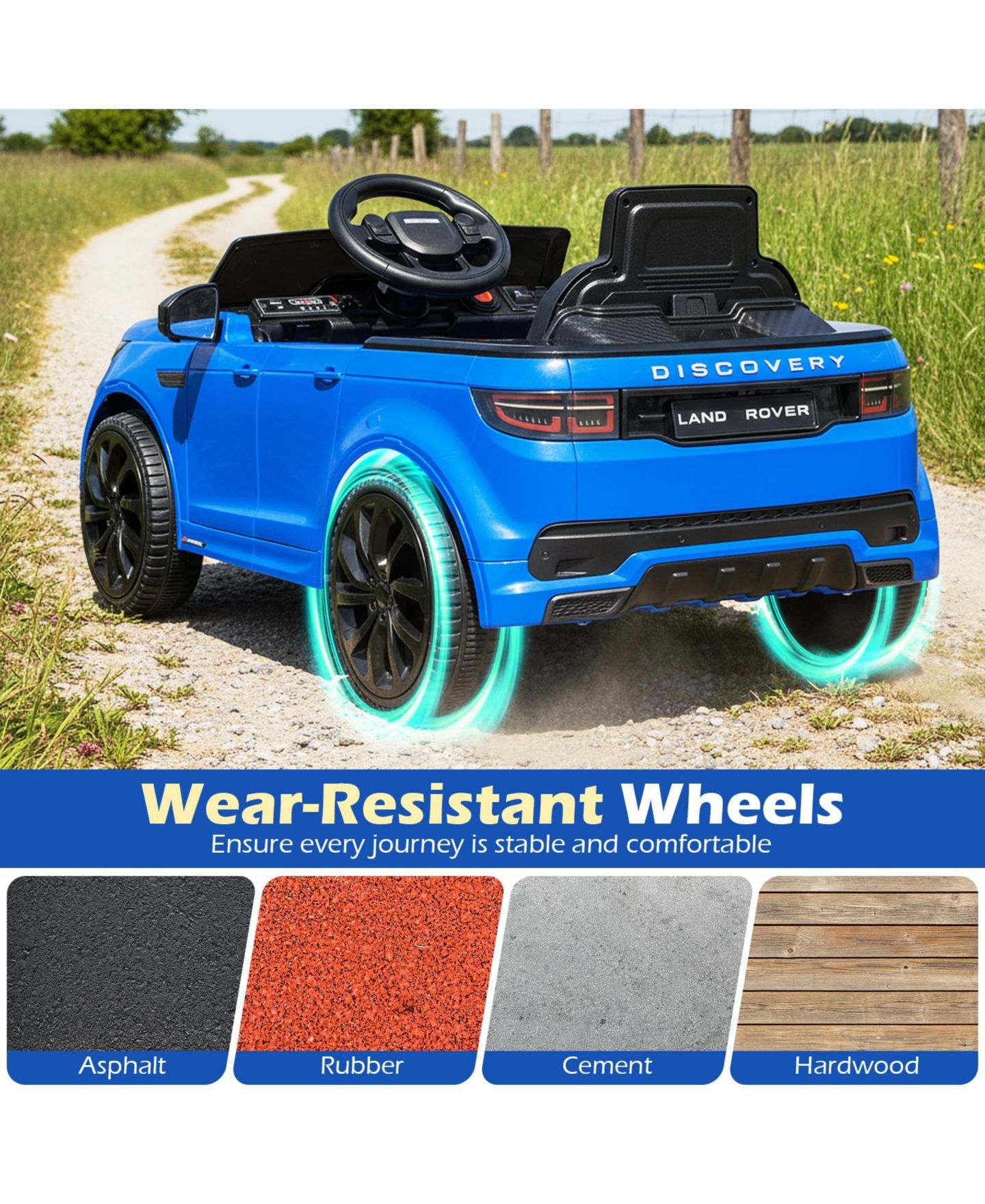 Детская игрушка Mecale Licensed Land Rover Dual Control Battery-Powered Ride-On Car, Ages 3-7, цвет: Синий — фото 8