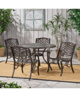 5-Piece Weather-Resistant Aluminum Outdoor Patio Dining Set with Round Table and Chairs