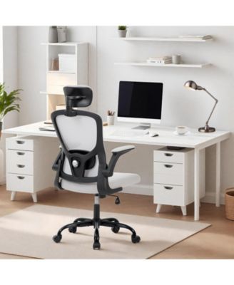 Ergonomic Office Chair 350Lbs, High Back Mesh Desk Chair with Wheels, Adjustable Lumbar Support, Headrest and Flip-Up Armrests