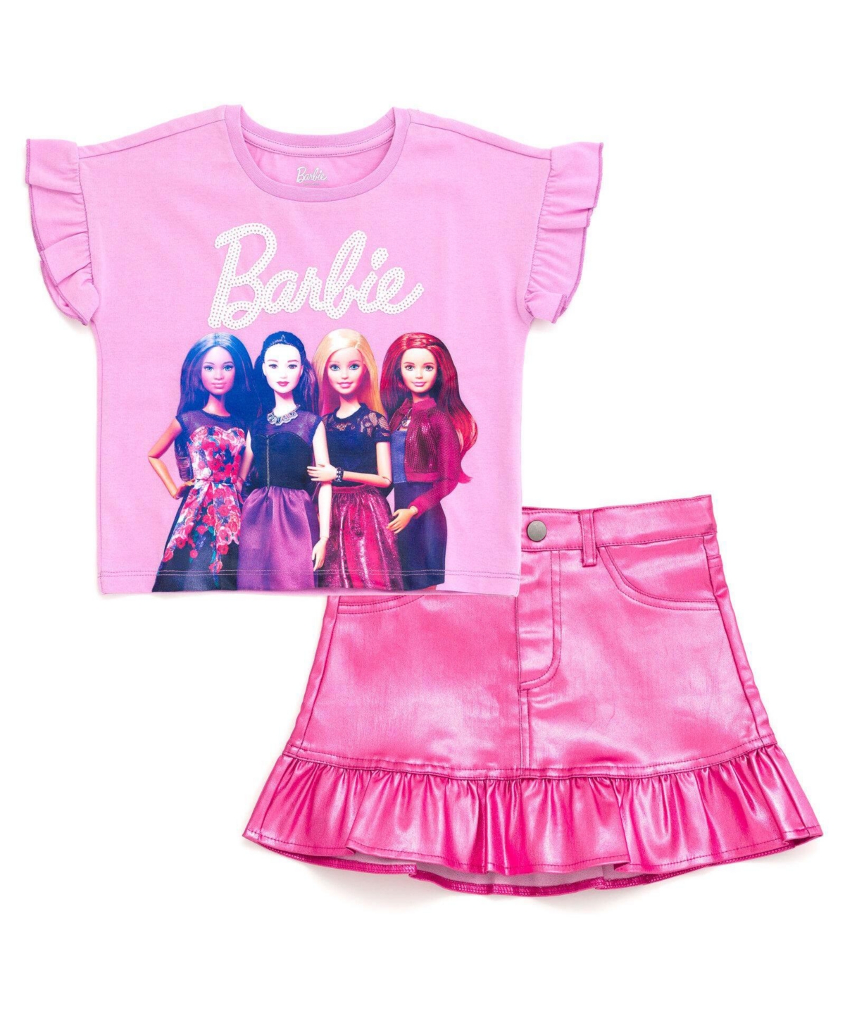 Barbie Girls 5-16 Sequin T-Shirt and Metallic Skirt Set