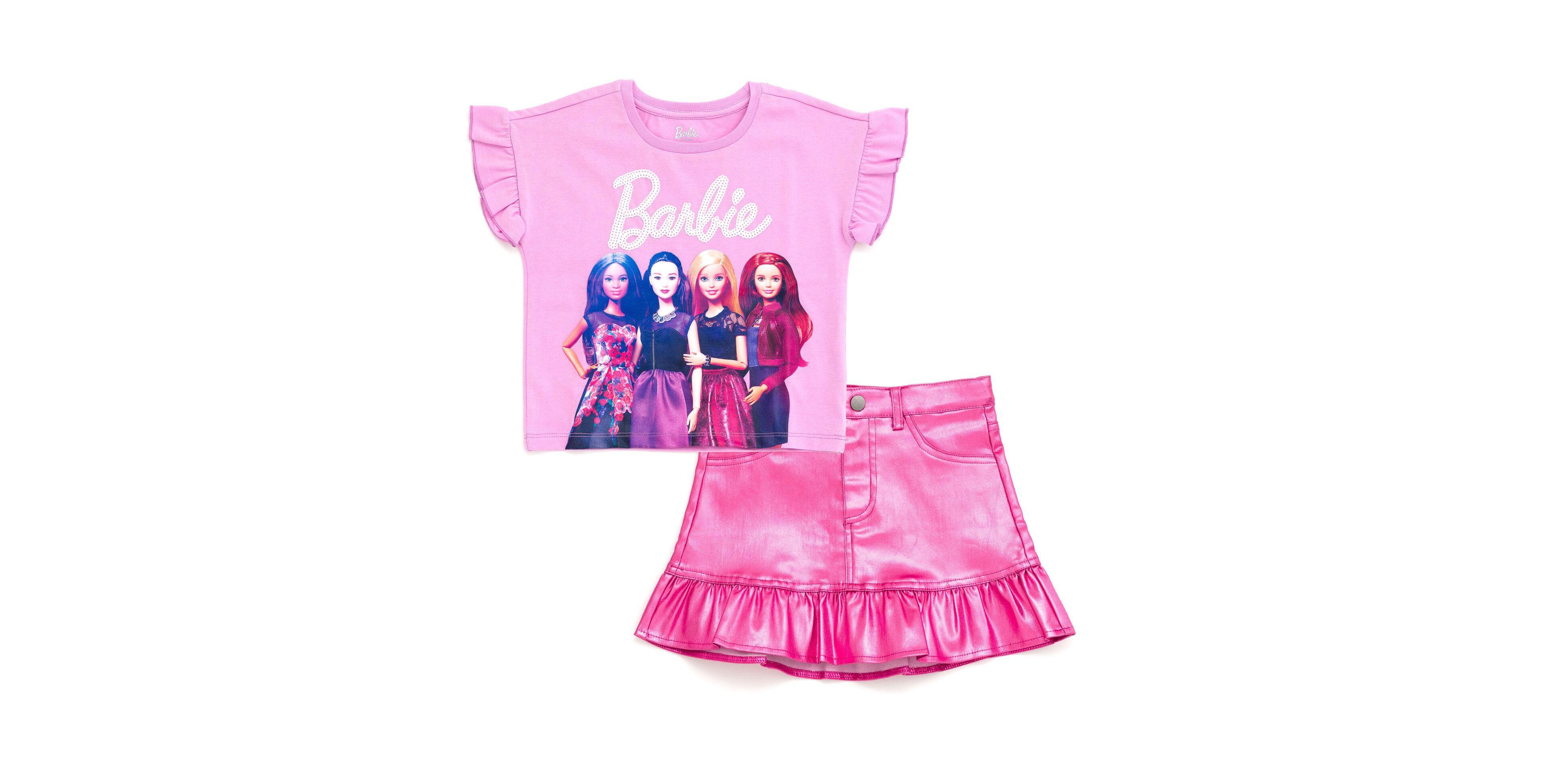 Barbie Girls 5-16 Sequin T-Shirt and Metallic Skirt Set