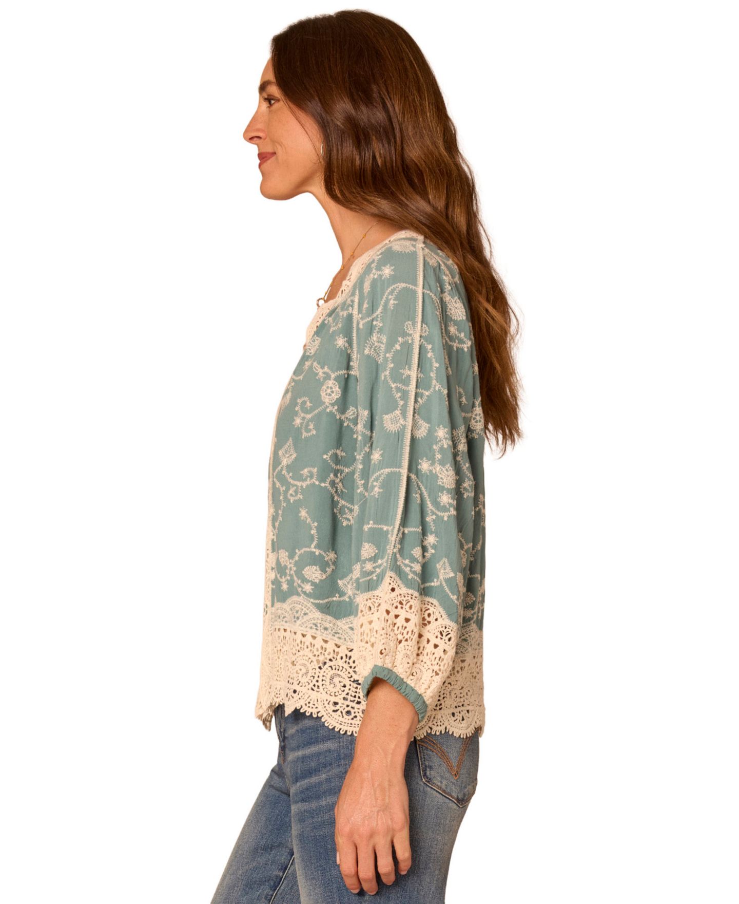 Женская куртка Democracy Petite Crochet Framing Cropped Open-Front, цвет: Аквамариновый мглистый — фото 2