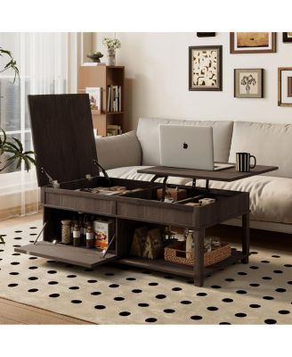   Lift-Top Coffee Table with Hidden Storage and Adjustable Desktop