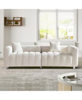   83.46'' Premium Velvet 3-Seater Sofa with Metal Legs and 2 Pillows