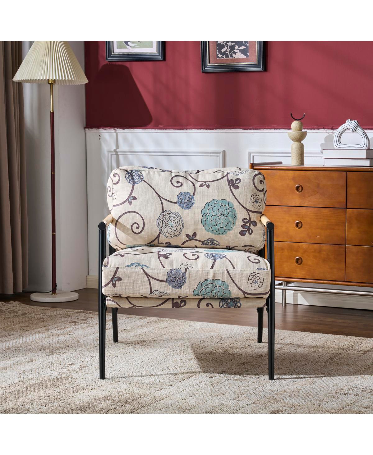 Streamdale Furniture Modern Accent Chair with Plush Cushions and Wooden Armrests