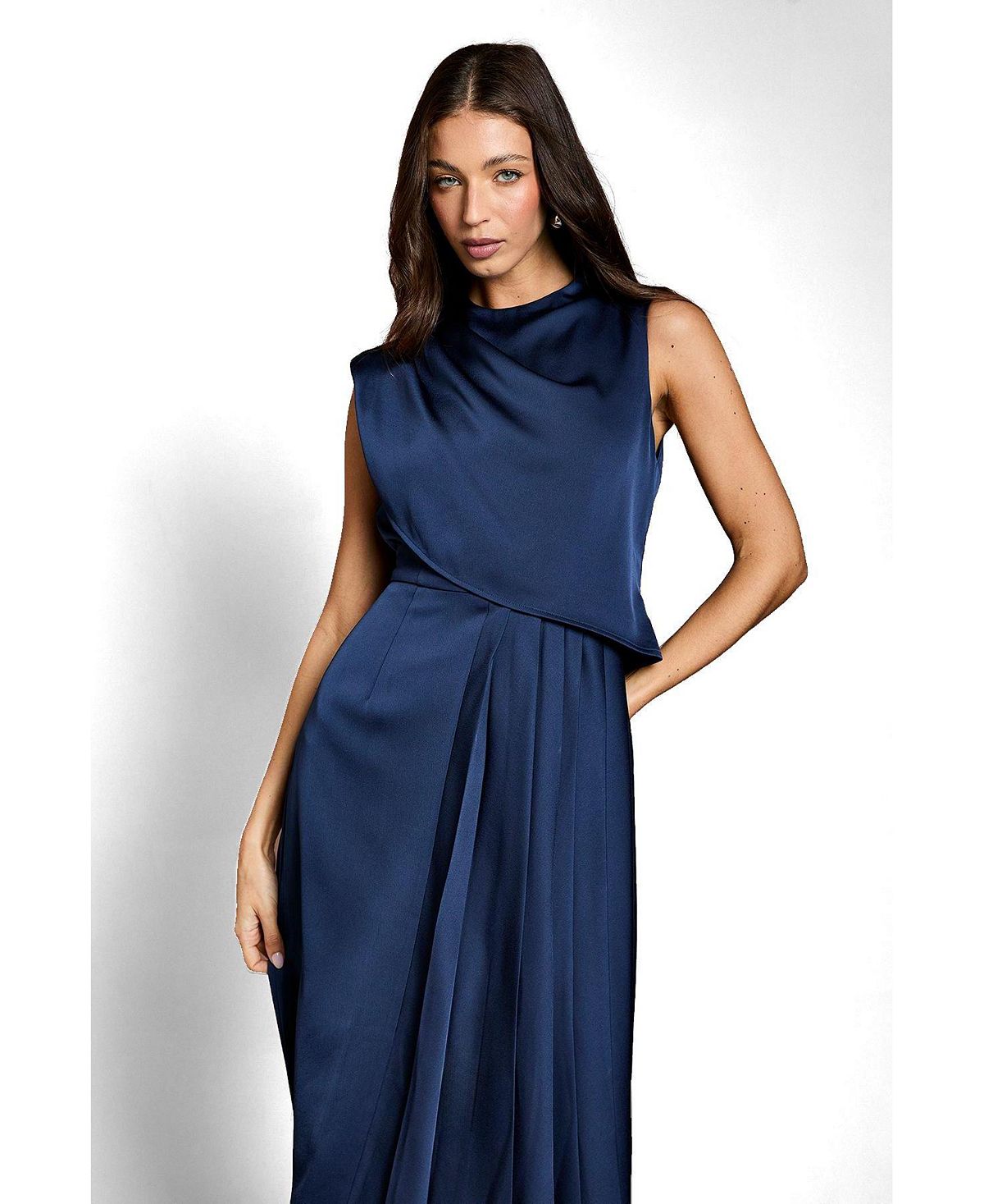 Coast Women's Satin Pleated Midi Dress view 3 — MAYCSS fashion products
